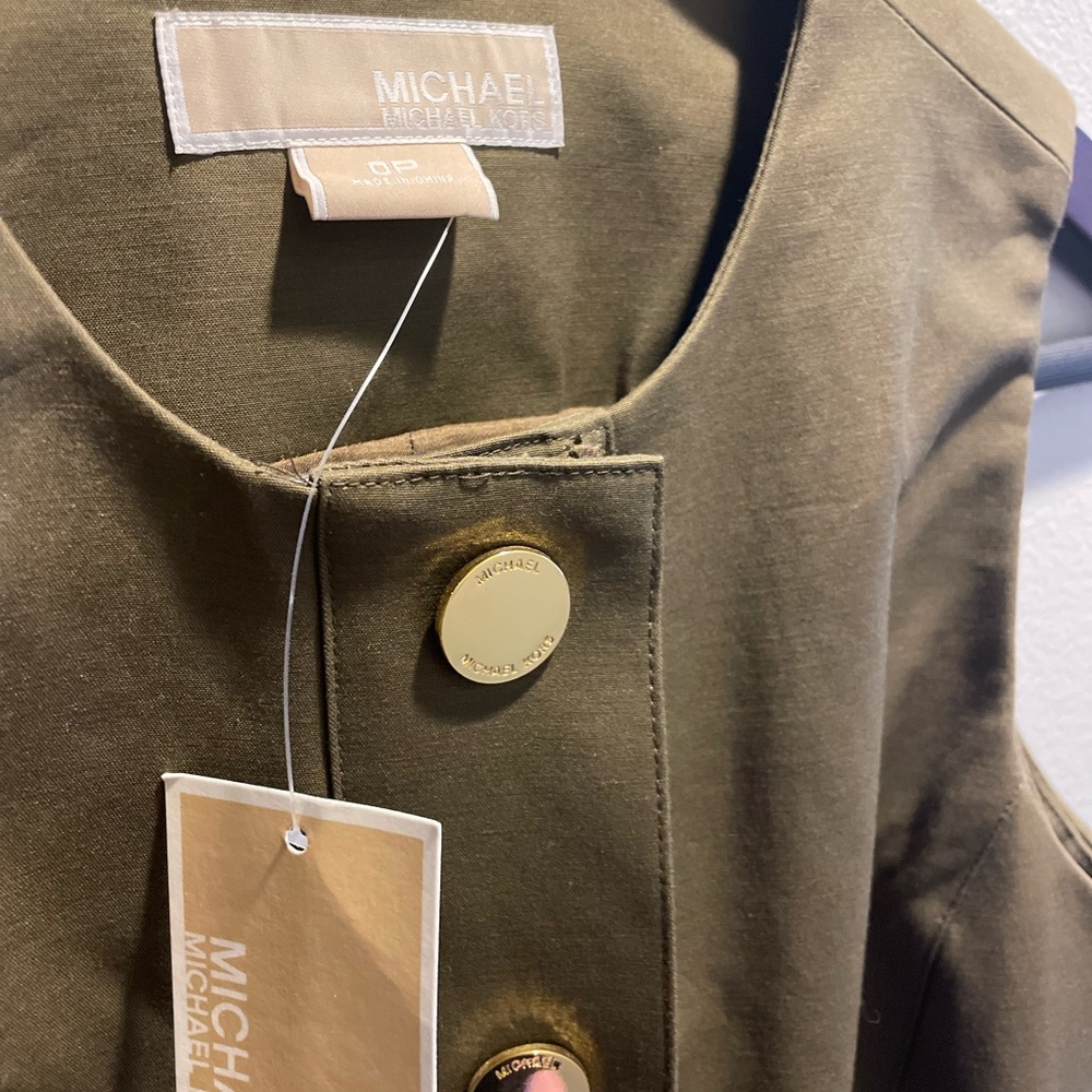 NWT Michael Kors sleeveless dress in army green with gold hardware
